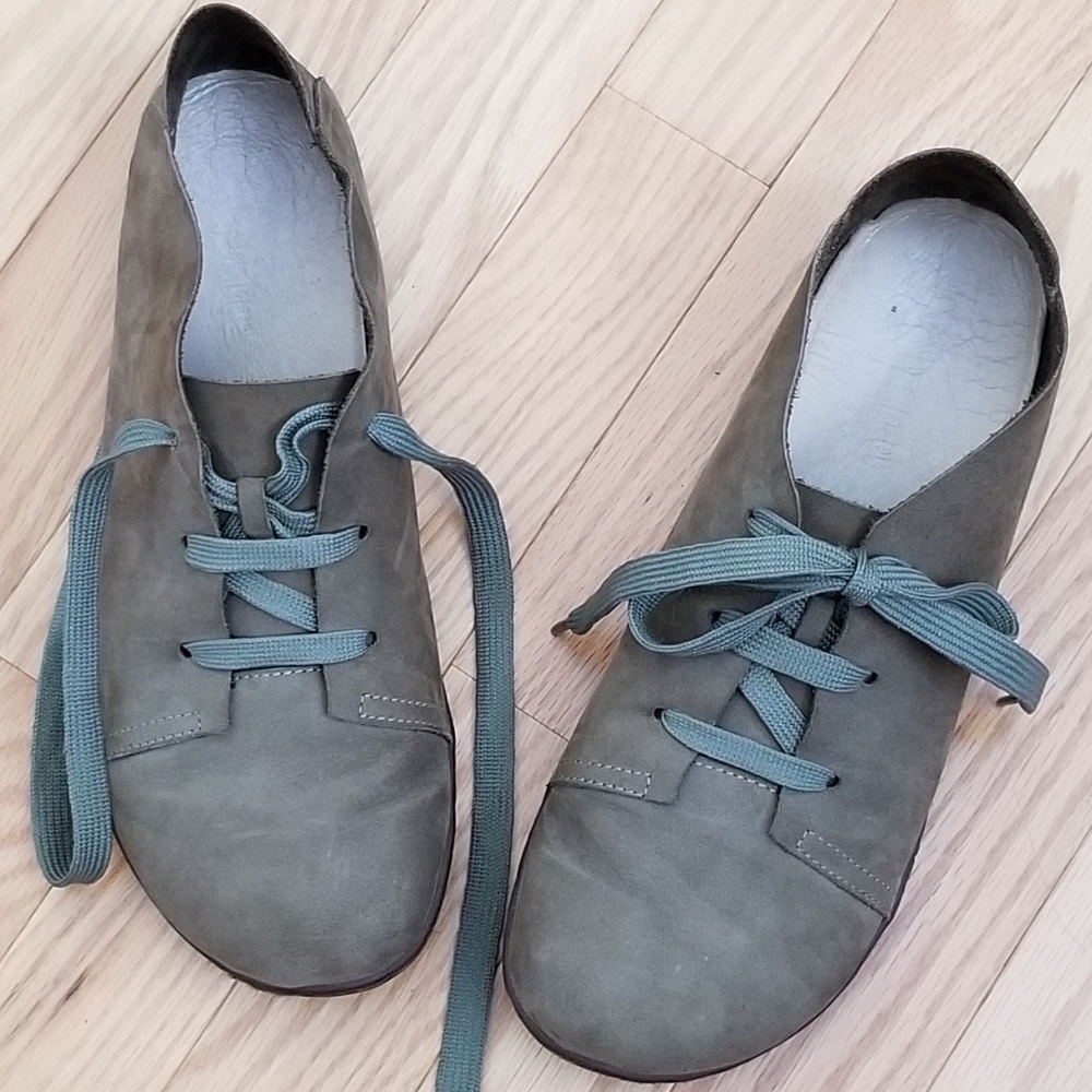 Flat Lace up Faux Nubuck Shoes